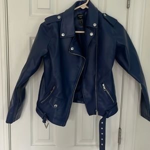 Forever 21 kids pleather faux leather motorcycle jacket